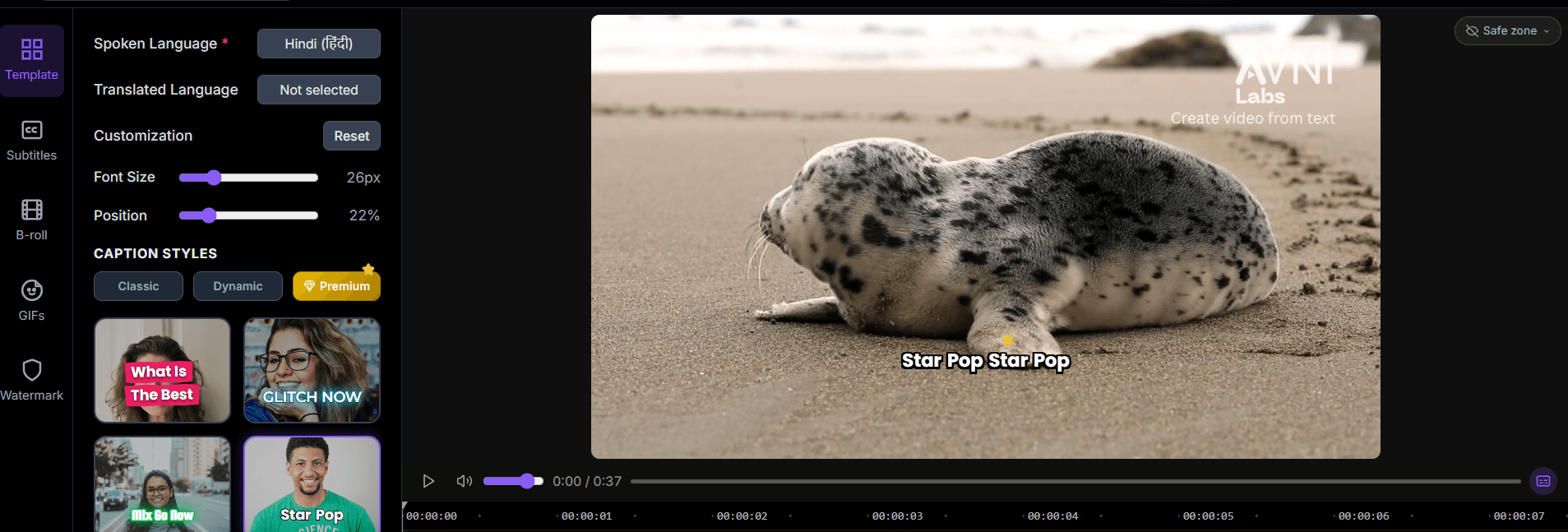 AvniLabs subtitle template styles